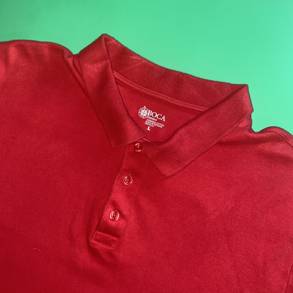 Boca Classics Men's L Pima Cotton Red‎ Short Sleeve Polo Shirt